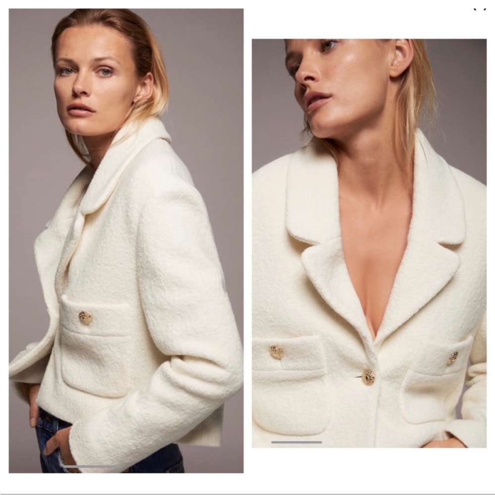 Zara cropped wool blend jacket. Size XL